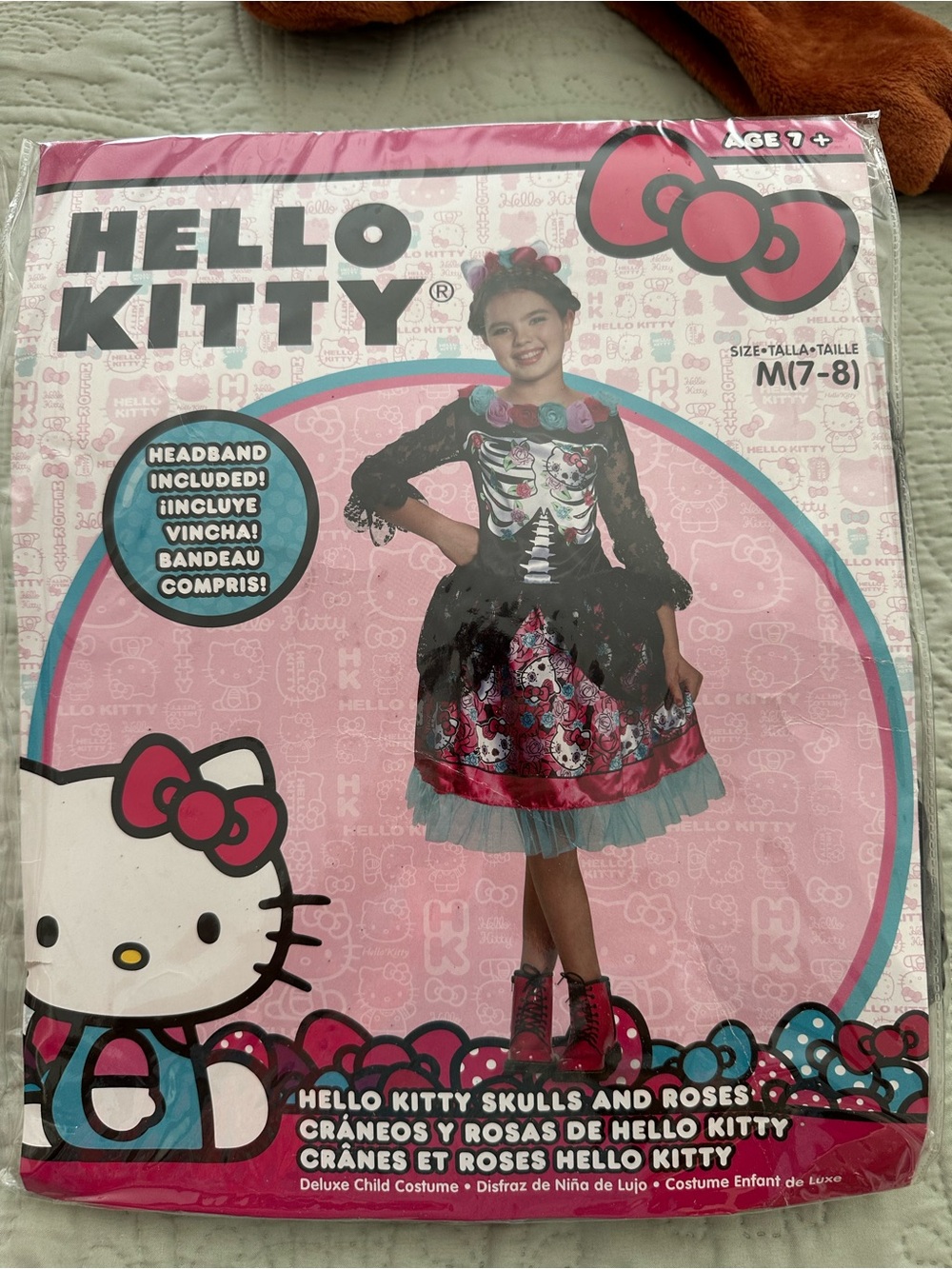 Hello Kitty Skulls & Roses Dress Halloween Costume Sz Medium (7-8)